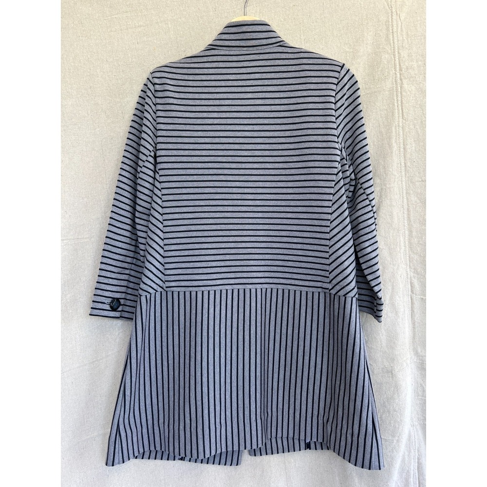 CAbi Women's Dappled Stripe Car Coat Jacket‎ Size Small Cotton Blend Navy Blue - Picture 8 of 12